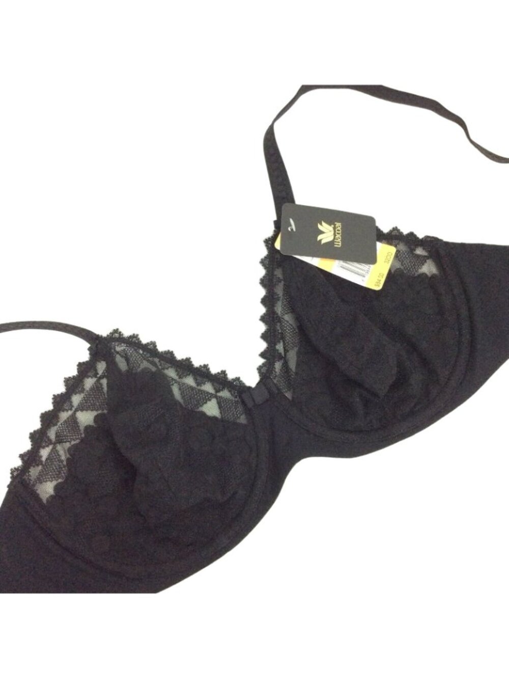 Wacoal Bra Purity Classic Black Lace Soft Cup Underwire Bra 32DD - Picture 3 of 7